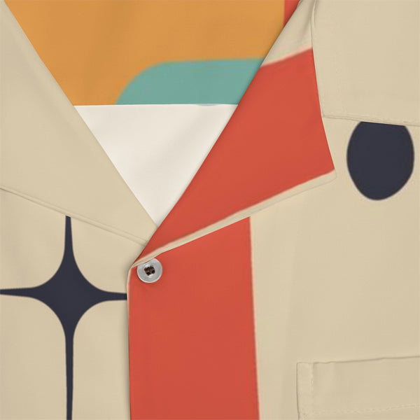 Mid Century Modern, Retro Men's Hawaiian Shirt Geometric, Abstract, Cruise, Summer Vacation Cool Button Down Dress Shirt