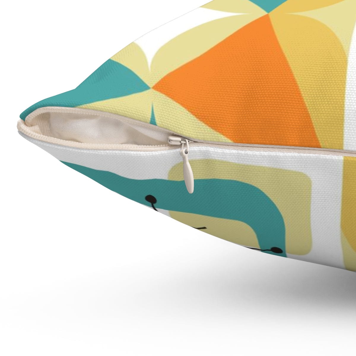 Mid Century Modern Throw Pillow, Geometric, Abstract, Teal Blue, Orange, White, Yellow, Starburst Atomic Retro Pillow And Insert Home Decor