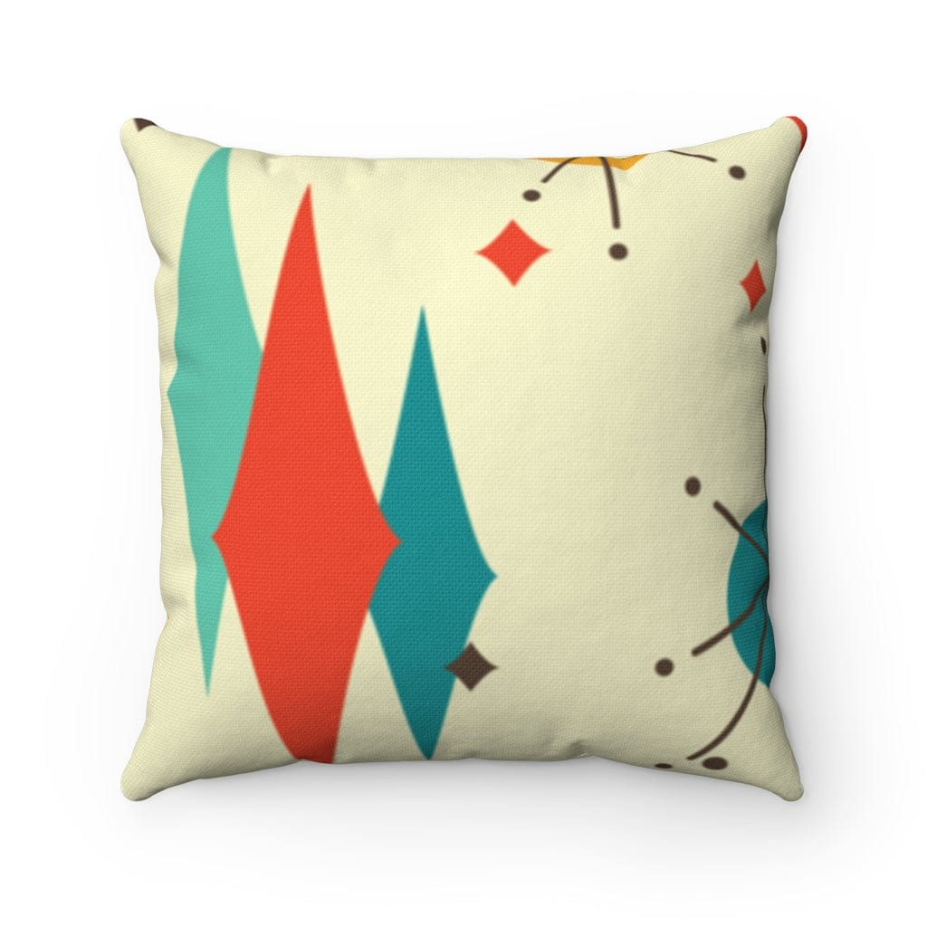 Mid Century Pillows Atomic Starburst Franciscan Design Retro MCM Home Decor Spun Polyester Square Pillow Home Decor