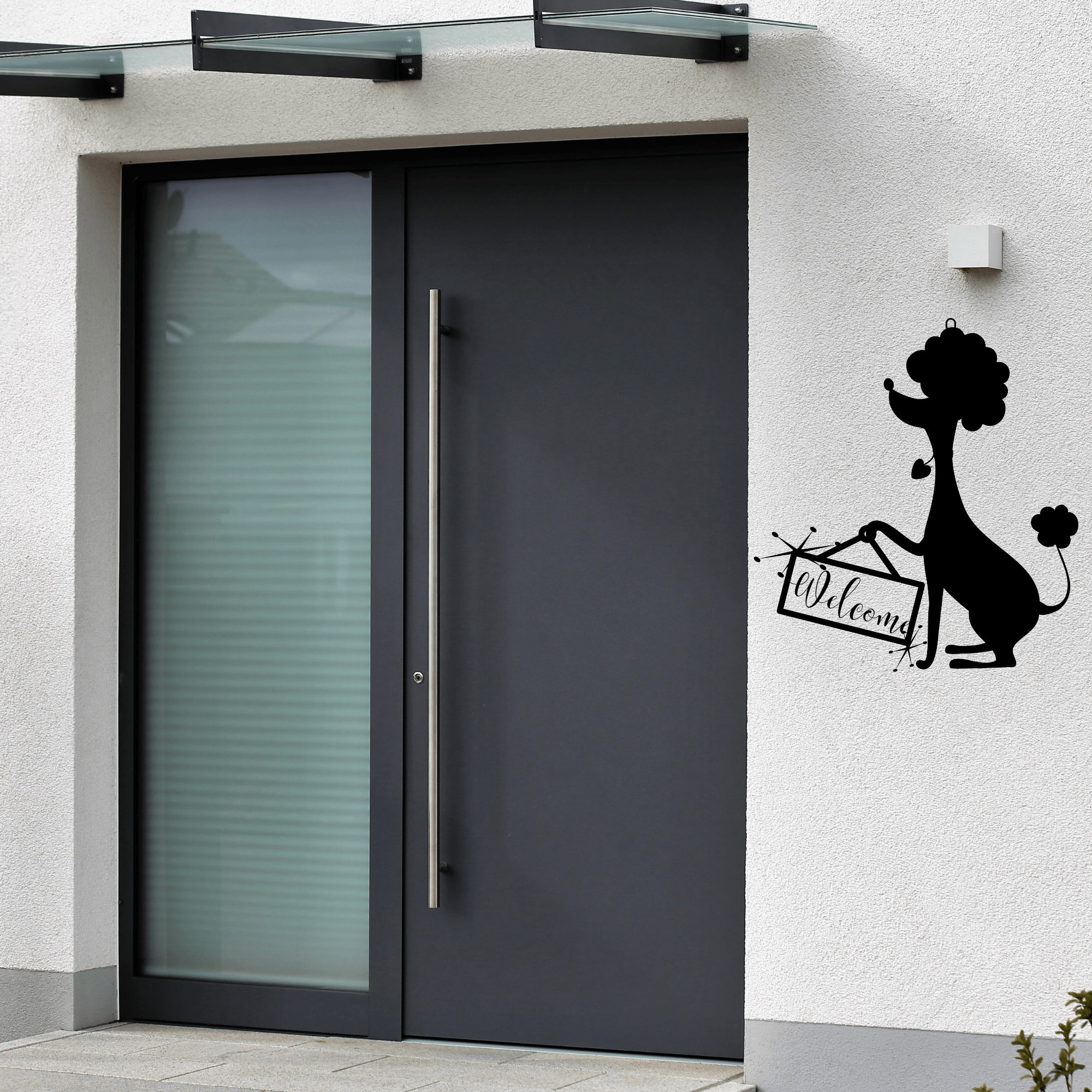 Mid Century Poodle, Welcome Porch Sign Metal Art, Retro, French Poodle Mod Home Decor Wall Art