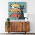 Mid Century Wall Art, Atomic Cat, Teal, Starburst, Sputnik Retro Mod Decor Wall Art