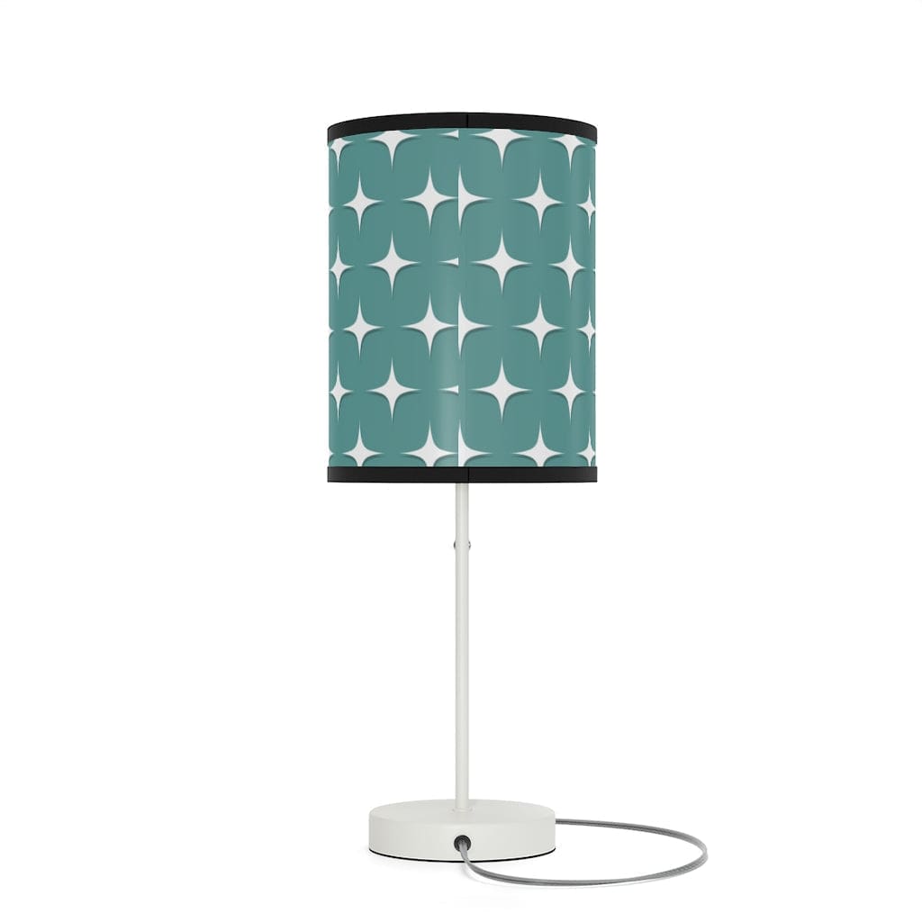Mid Mod, Aqua Blue, White Starburst, Retro Atomic Cat, Mid Century Modern, MCM Table, Living Room, Bedroom, Office Lamp on a Stand Home Decor