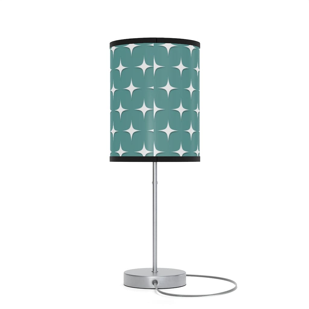 Mid Mod, Aqua Blue, White Starburst, Retro Atomic Cat, Mid Century Modern, MCM Table, Living Room, Bedroom, Office Lamp on a Stand Home Decor
