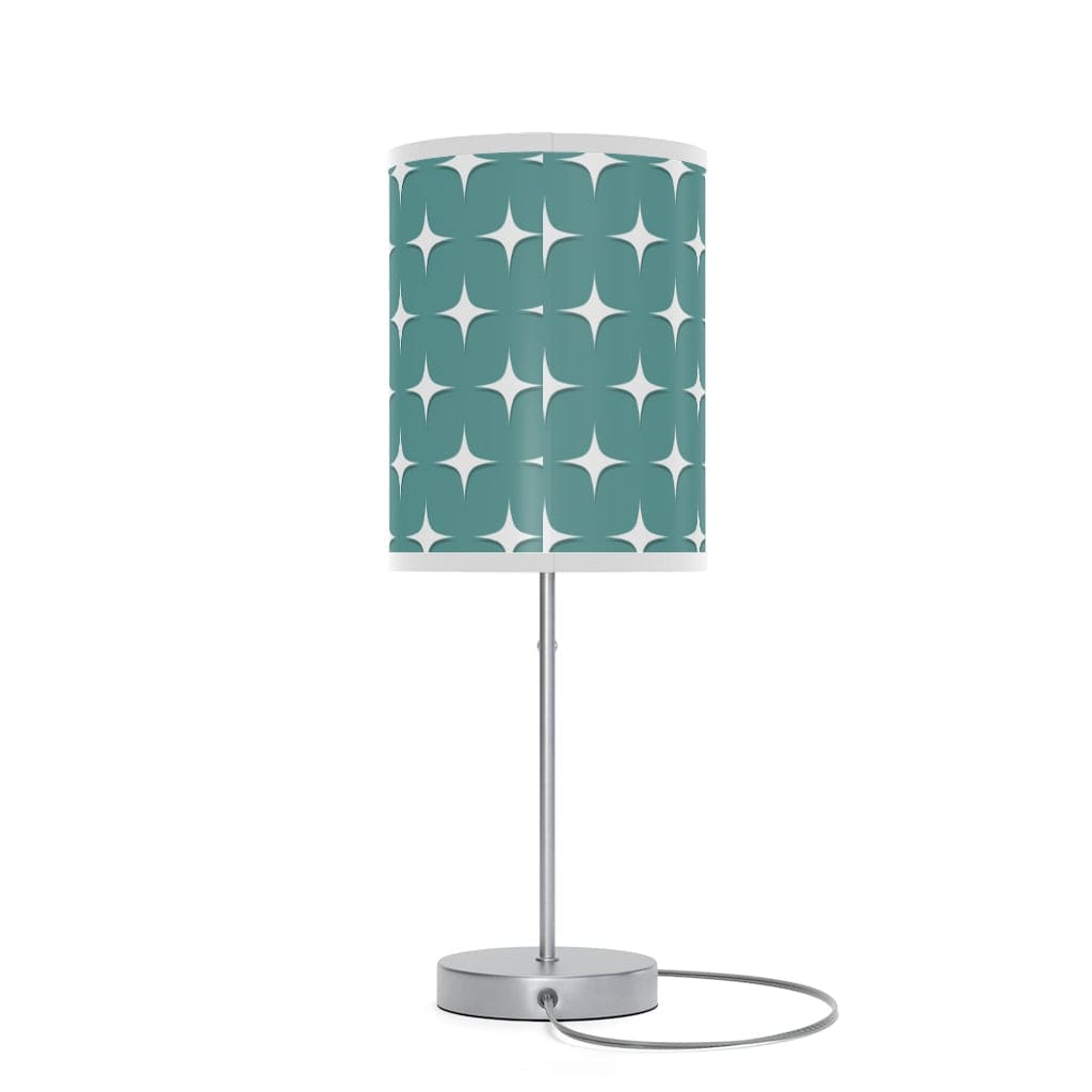 Mid Mod, Aqua Blue, White Starburst, Retro Atomic Cat, Mid Century Modern, MCM Table, Living Room, Bedroom, Office Lamp on a Stand Home Decor