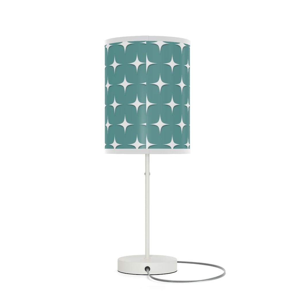 Mid Mod, Aqua Blue, White Starburst, Retro Atomic Cat, Mid Century Modern, MCM Table, Living Room, Bedroom, Office Lamp on a Stand Home Decor