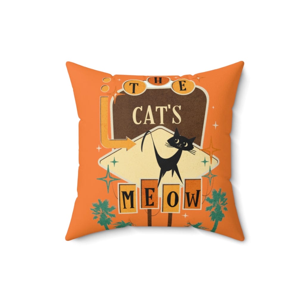 Mid Mod, Atomic Cat, Retro Orange, Brown, The Cat's Meow, Mid Century Modern MCM Pillow Cushion And Insert Home Decor