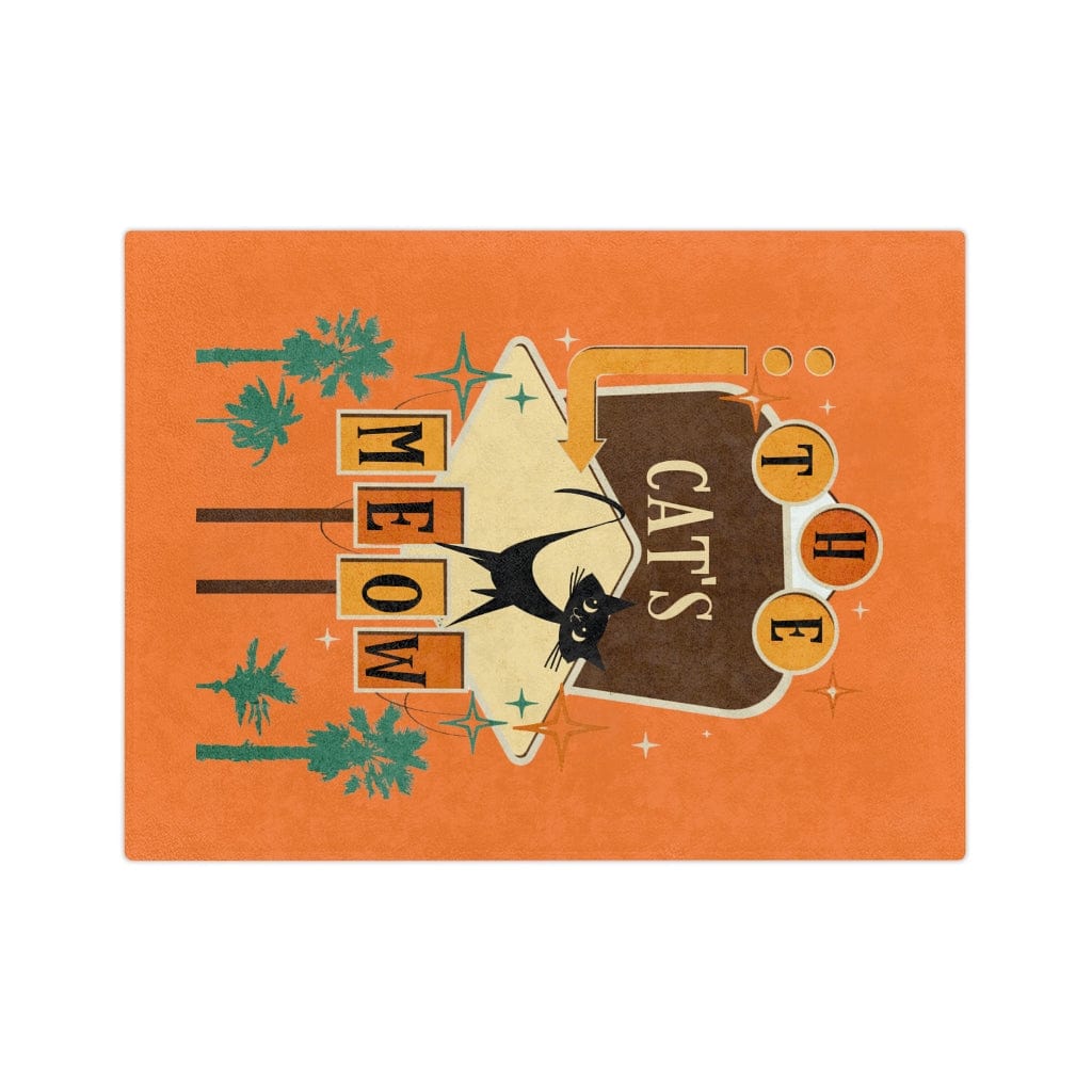 Mid Mod, Atomic Cat, Retro Orange, Brown, The Cat's Meow, Mid Century Modern MCM Pillow Velveteen Minky Blanket Home Decor