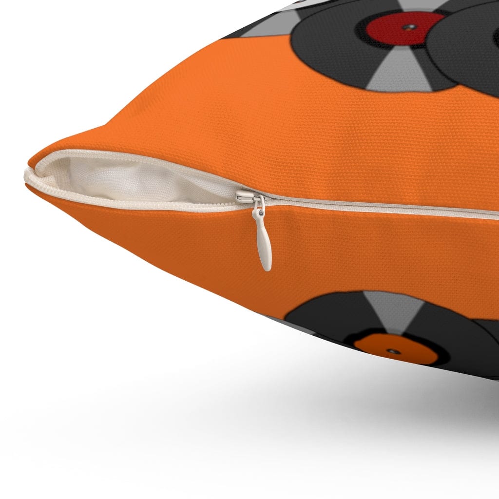 Mid Mod Cat, Mid Century Modern, Retro Black Cat and Albums Spun Polyester Square Pillow Home Decor
