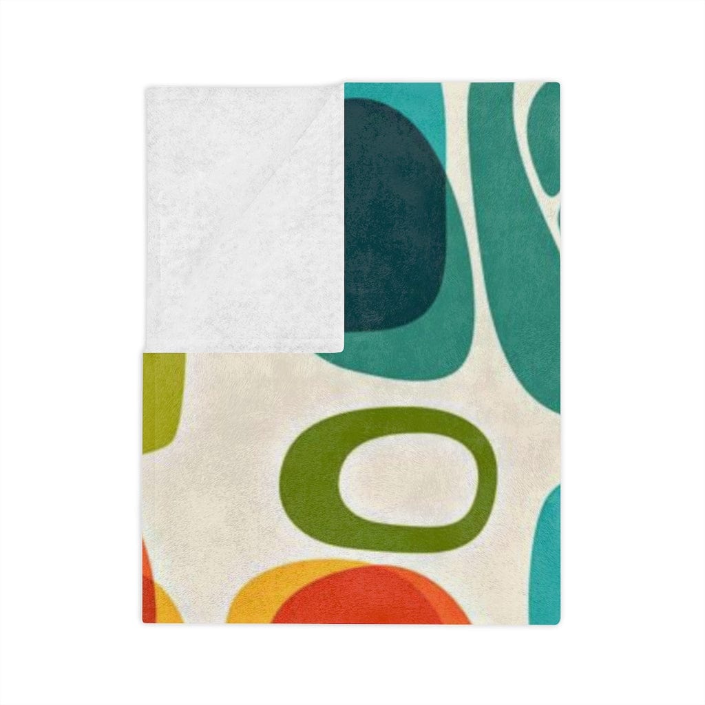 Mid Mod, Geometric Amoeba Abstract Colorful Retro Home Decor Bedroom, Living Room, Velveteen Minky Blanket Home Decor