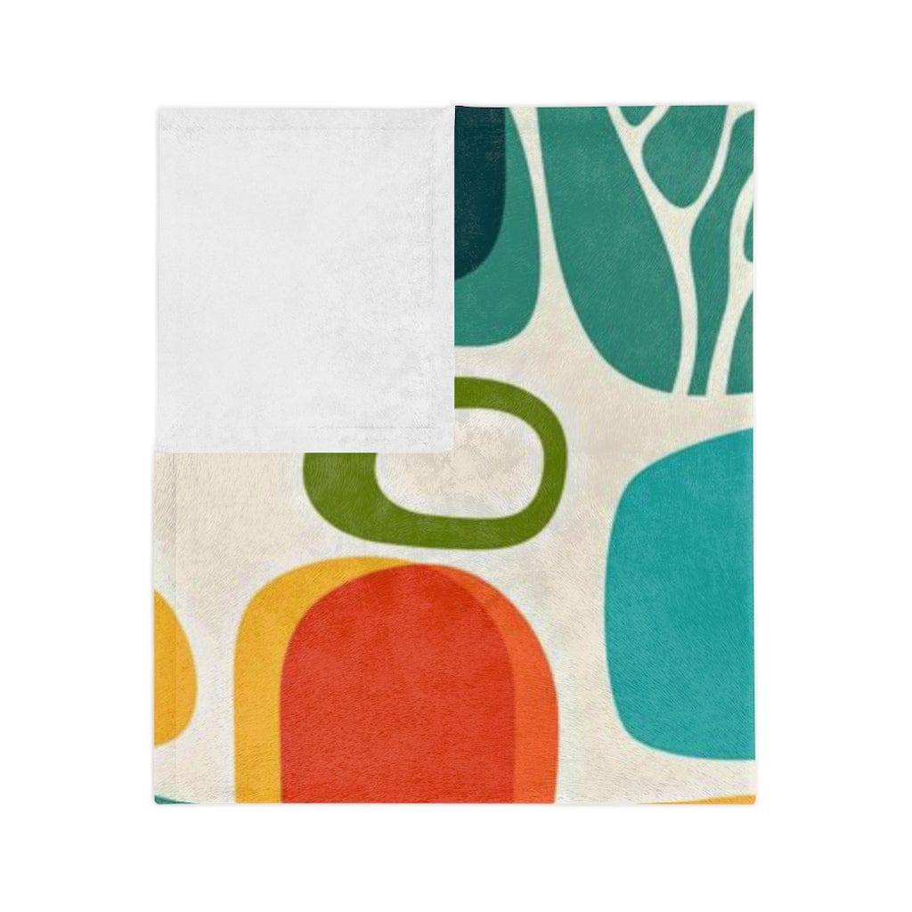 Mid Mod, Geometric Amoeba Abstract Colorful Retro Home Decor Bedroom, Living Room, Velveteen Minky Blanket Home Decor