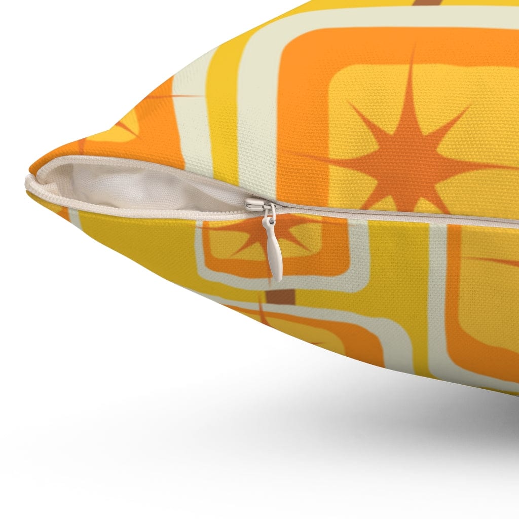 Mid Mod, Geometric, Spicey Mustard Yellow, Orange, Brown, Retro, Mid Century Modern, Atomic Home Living Pillow Cushion And Insert Home Decor