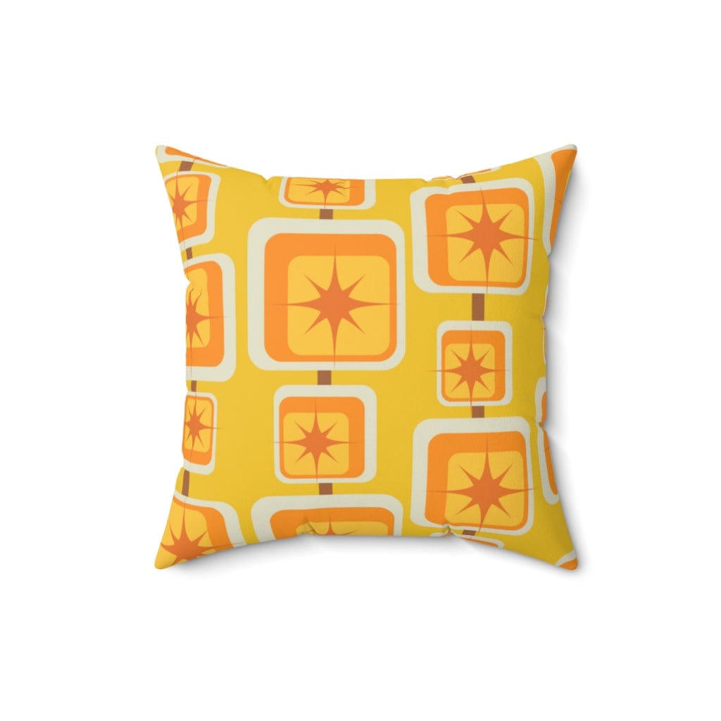 Mid Mod, Geometric, Spicey Mustard Yellow, Orange, Brown, Retro, Mid Century Modern, Atomic Home Living Pillow Cushion And Insert Home Decor