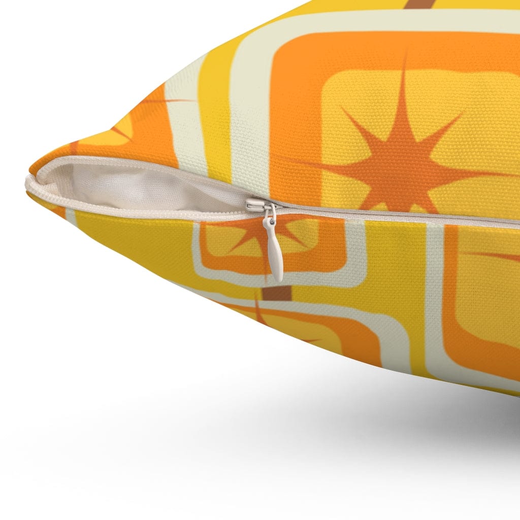 Mid Mod, Geometric, Spicey Mustard Yellow, Orange, Brown, Retro, Mid Century Modern, Atomic Home Living Pillow Cushion And Insert Home Decor