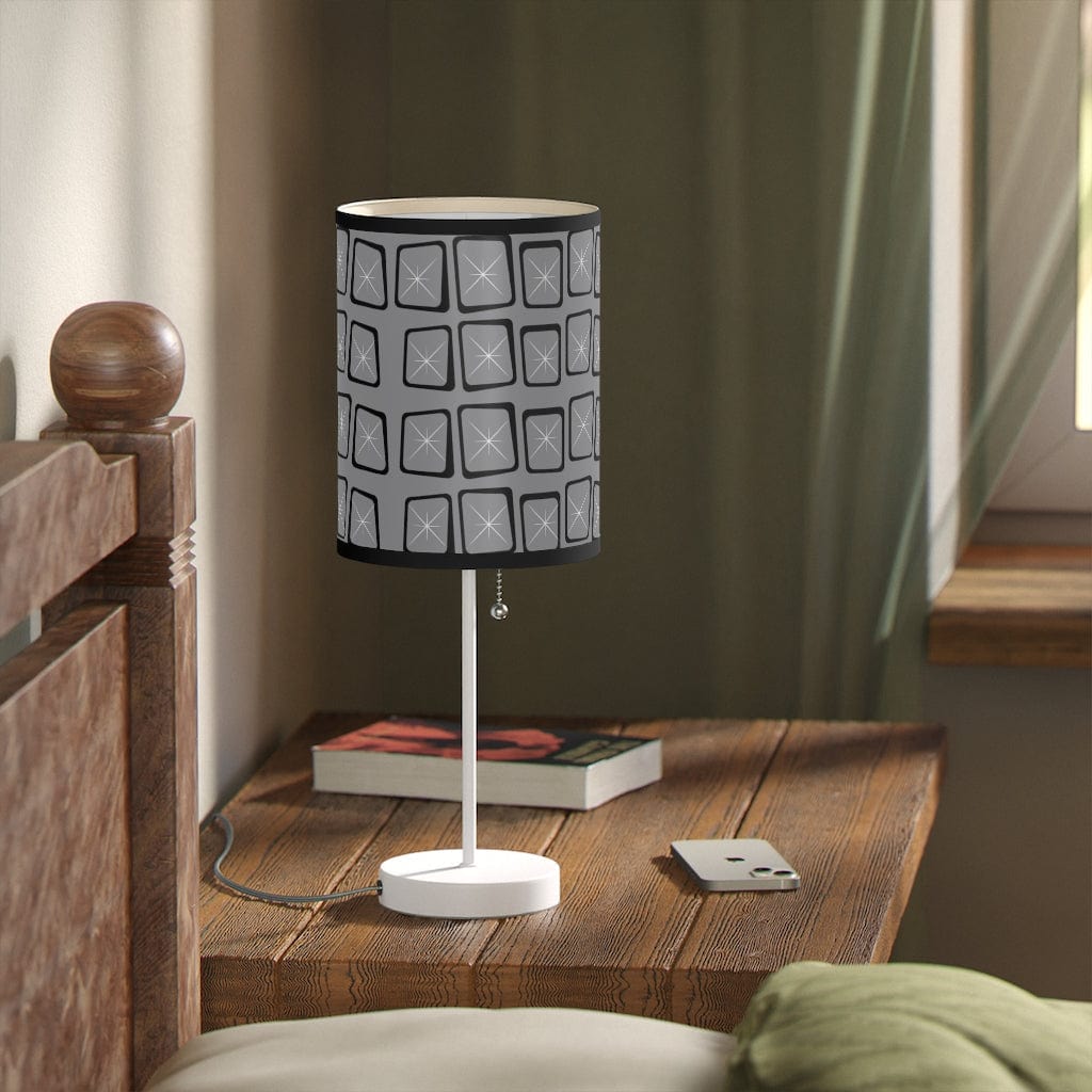 Mid Mod, Modernist, Minimalist, Retro Mid Century Modern, Gray, Black, Geometric Starburst MCM Lamp Home Decor