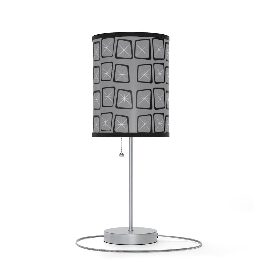 Mid Mod, Modernist, Minimalist, Retro Mid Century Modern, Gray, Black, Geometric Starburst MCM Lamp Home Decor