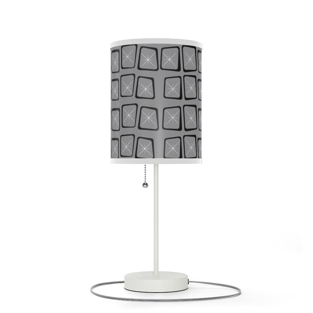 Mid Mod, Modernist, Minimalist, Retro Mid Century Modern, Gray, Black, Geometric Starburst MCM Lamp Home Decor