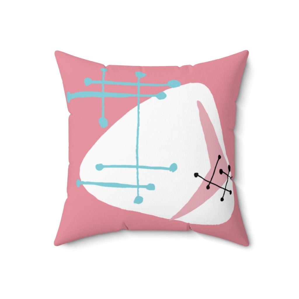 Mid Mod Retro, Pink Aqua Blue, Abstract, Boomerang Mid Century Modern, MCM, Atomic Living Pillow Cushion And INSERT Home Decor