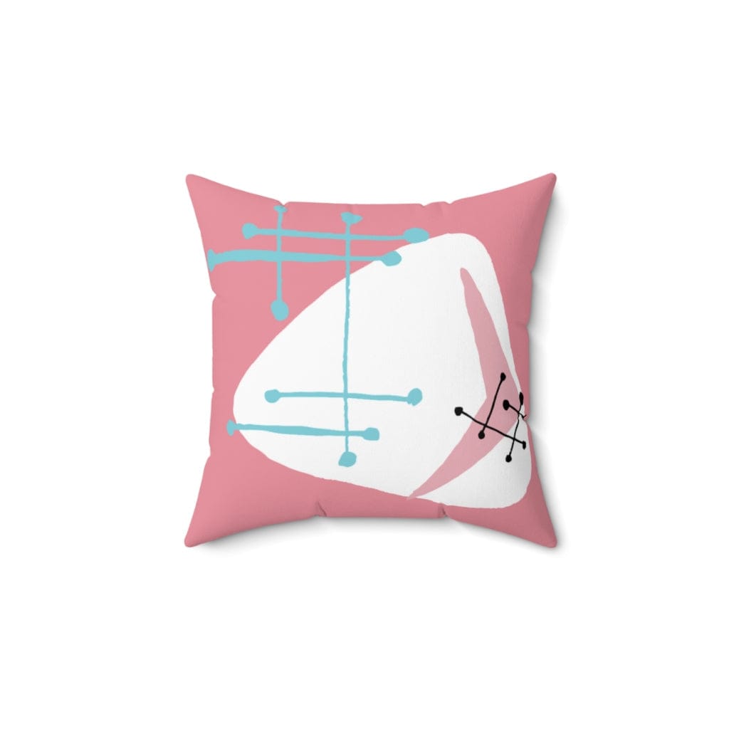Mid Mod Retro, Pink Aqua Blue, Abstract, Boomerang Mid Century Modern, MCM, Atomic Living Pillow Cushion And INSERT Home Decor