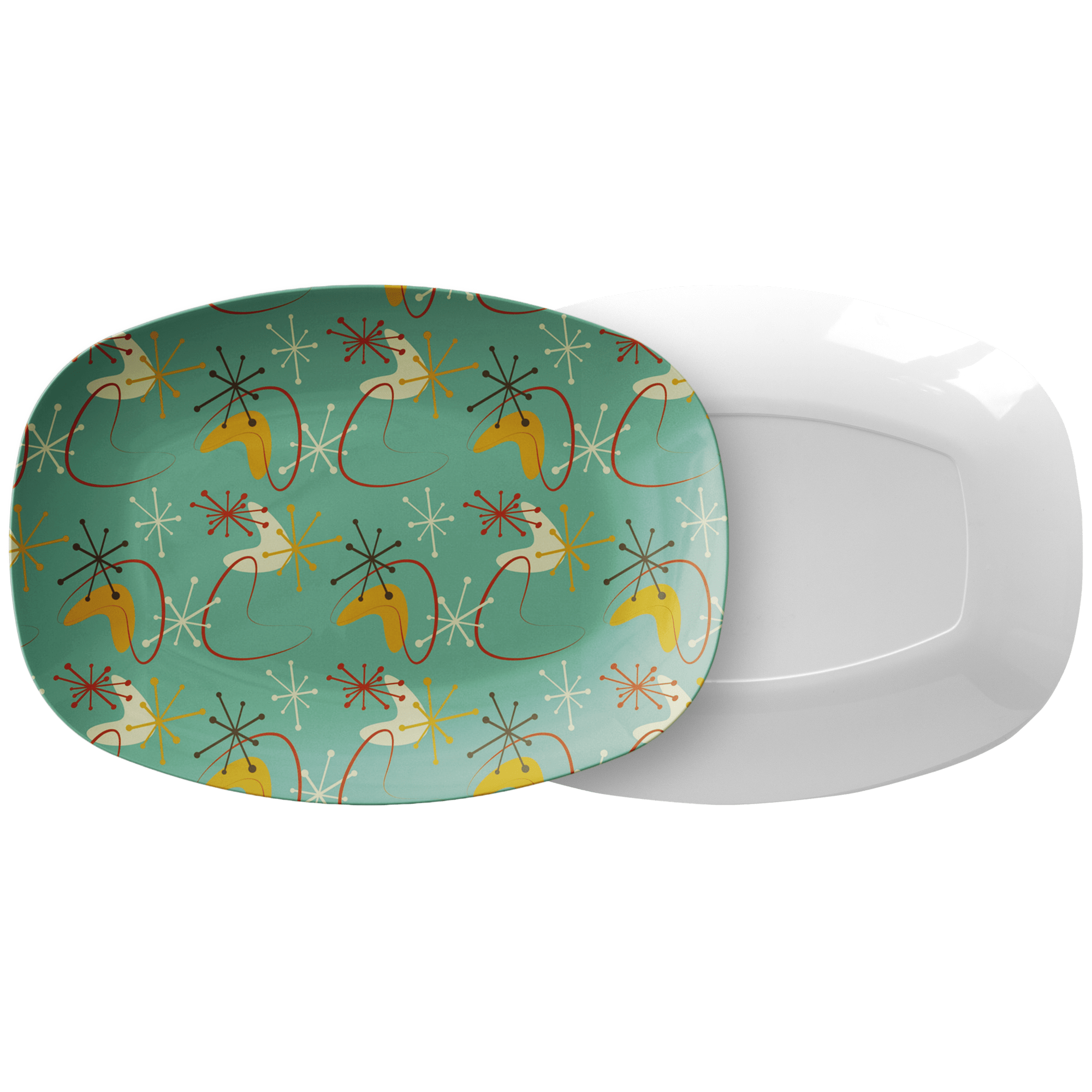 Mint Green Blue Grass Atomic Boomerang Retro Mid Century Modern Serving platter Dinnerware