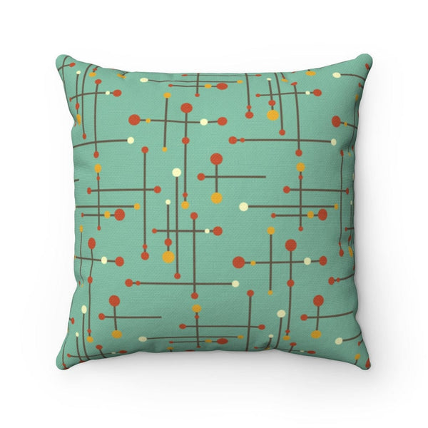 Mint Green Mustard Yellow and hints of Burnt Orange Spun Polyester Square Pillow