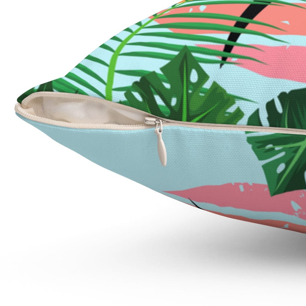 Mod Cat, Palm Spring, Cali, Florida, Tropical, Retro Groovy, Aqua, Pink, Mid Mod Pillow Cushion And Insert Home Decor