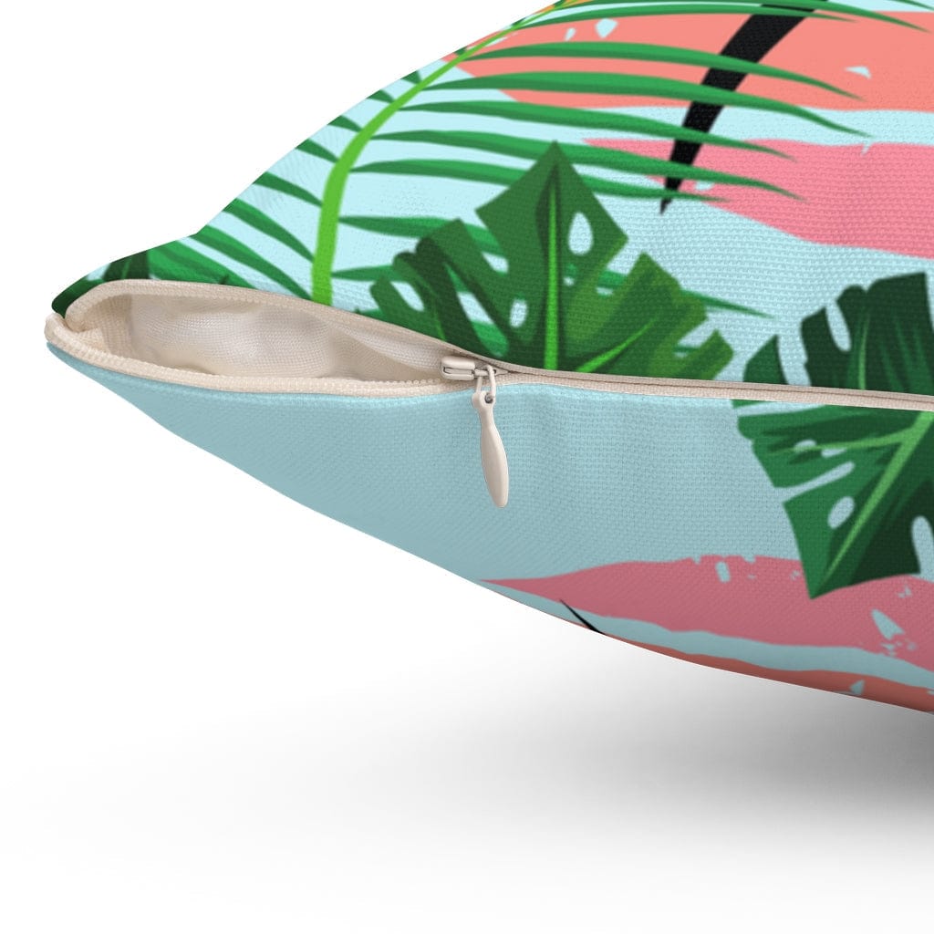 Mod Cat, Palm Spring, Cali, Florida, Tropical, Retro Groovy, Aqua, Pink, Mid Mod Pillow Cushion And Insert Home Decor