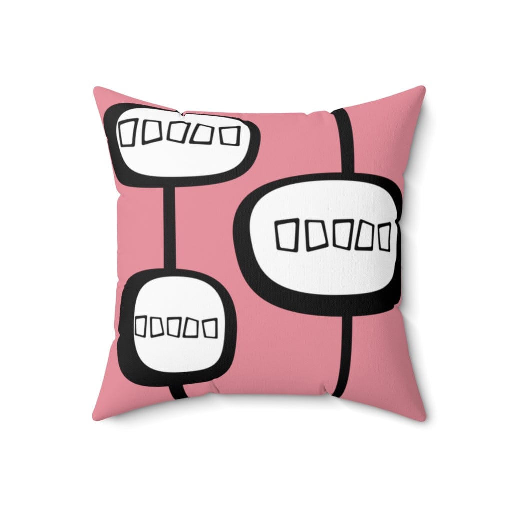 Mod, Mid Century Modern, Geometric, Pink, Retro MCM, Modernist, Minimalist Atomic Living Pillow Cushion And Insert Home Decor