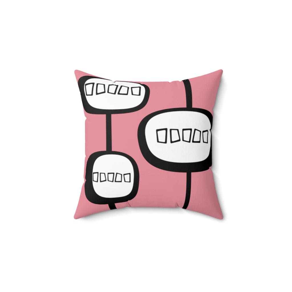 Mod, Mid Century Modern, Geometric, Pink, Retro MCM, Modernist, Minimalist Atomic Living Pillow Cushion And Insert Home Decor