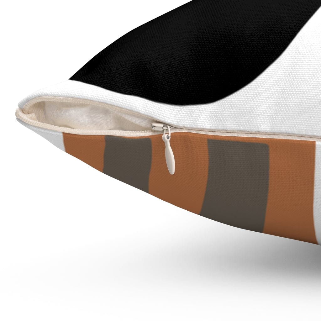 Modern Farmhouse, Boho Chic, Retro Abstract Art, Black, Terracotta Mid Mod, MCM Spun Polyester Square Pillow Home Decor