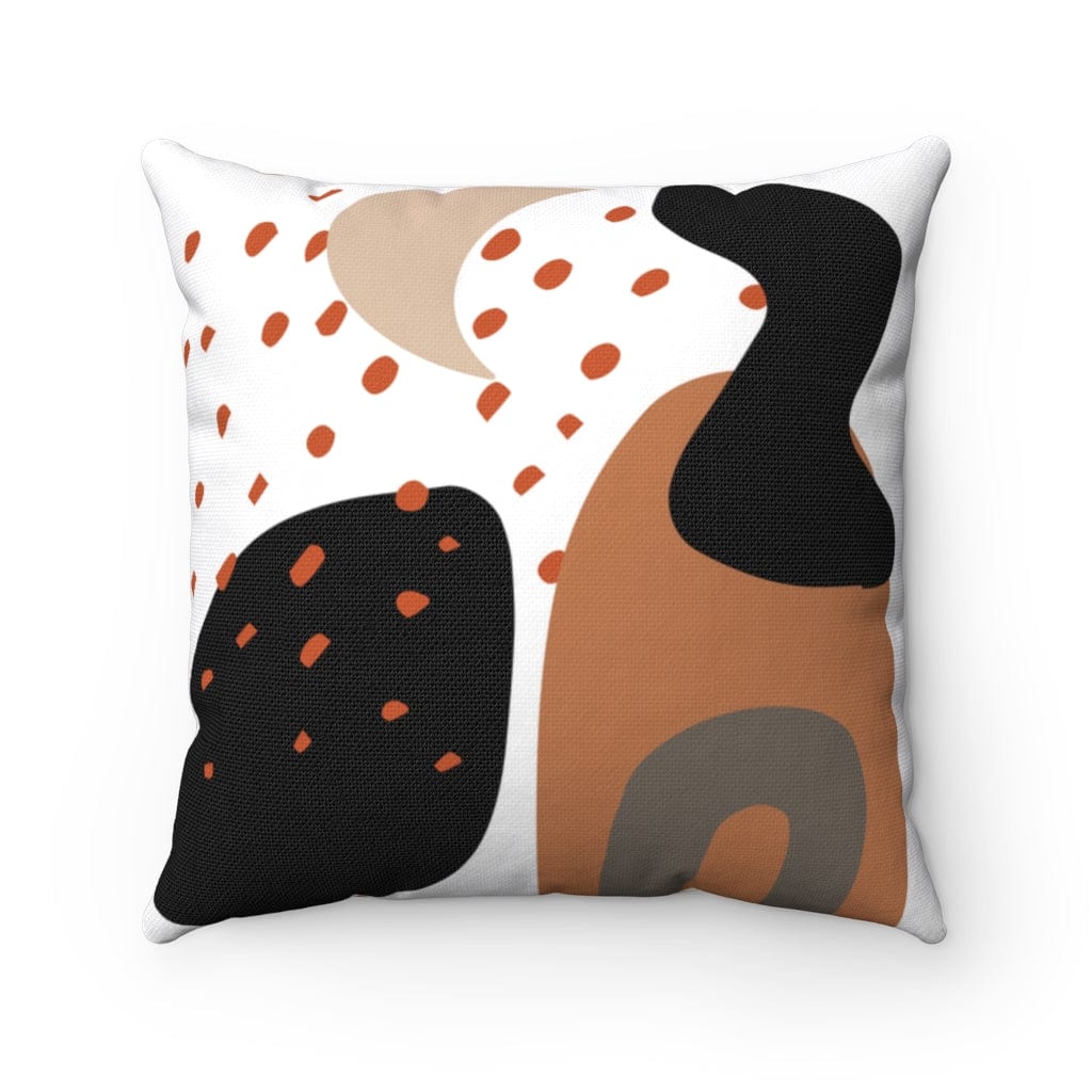 Modern Farmhouse, Boho Chic, Retro Abstract Art, Black, Terracotta Mid Mod, MCM Spun Polyester Square Pillow Home Decor