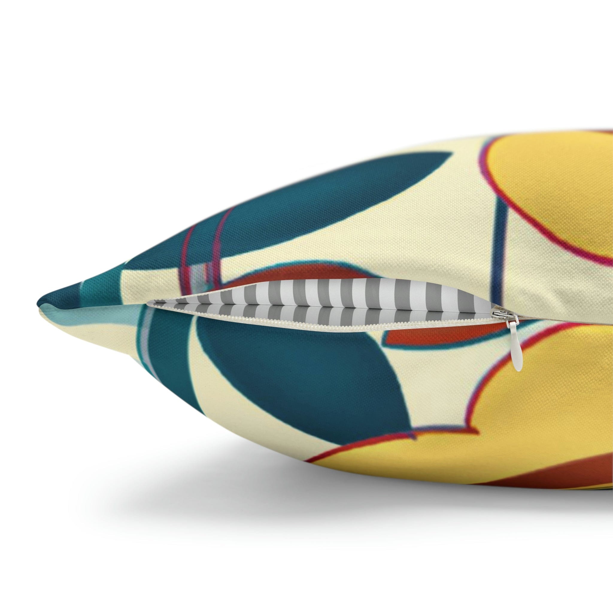 Modern Scandinavian, Floral, Folk Art, Turquoise, Yellow, Rust, Retro Pillow Case Home Decor