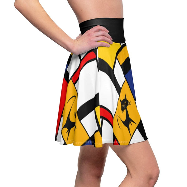 Mondrian Women's Skater Skirt, Stylish, Funky Mid Mod Hipster Clothes