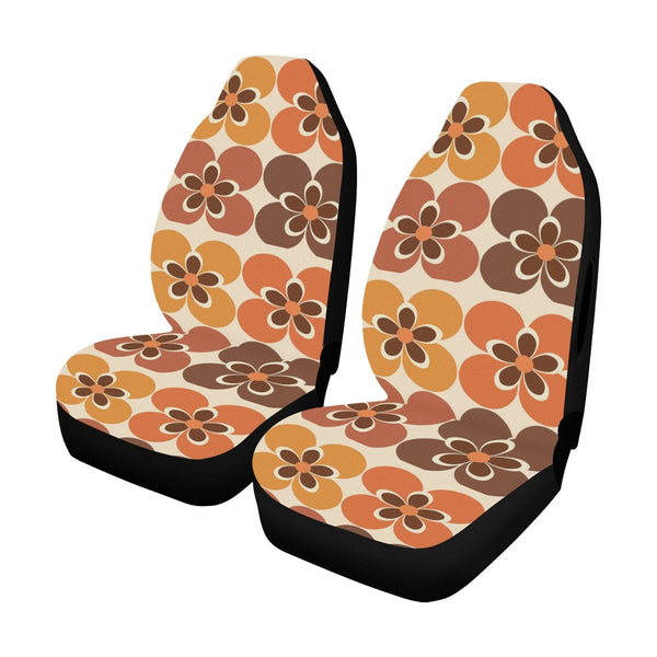 70's Mid Mod, Flower Power, Car Seat Covers Compatible With Air Bags