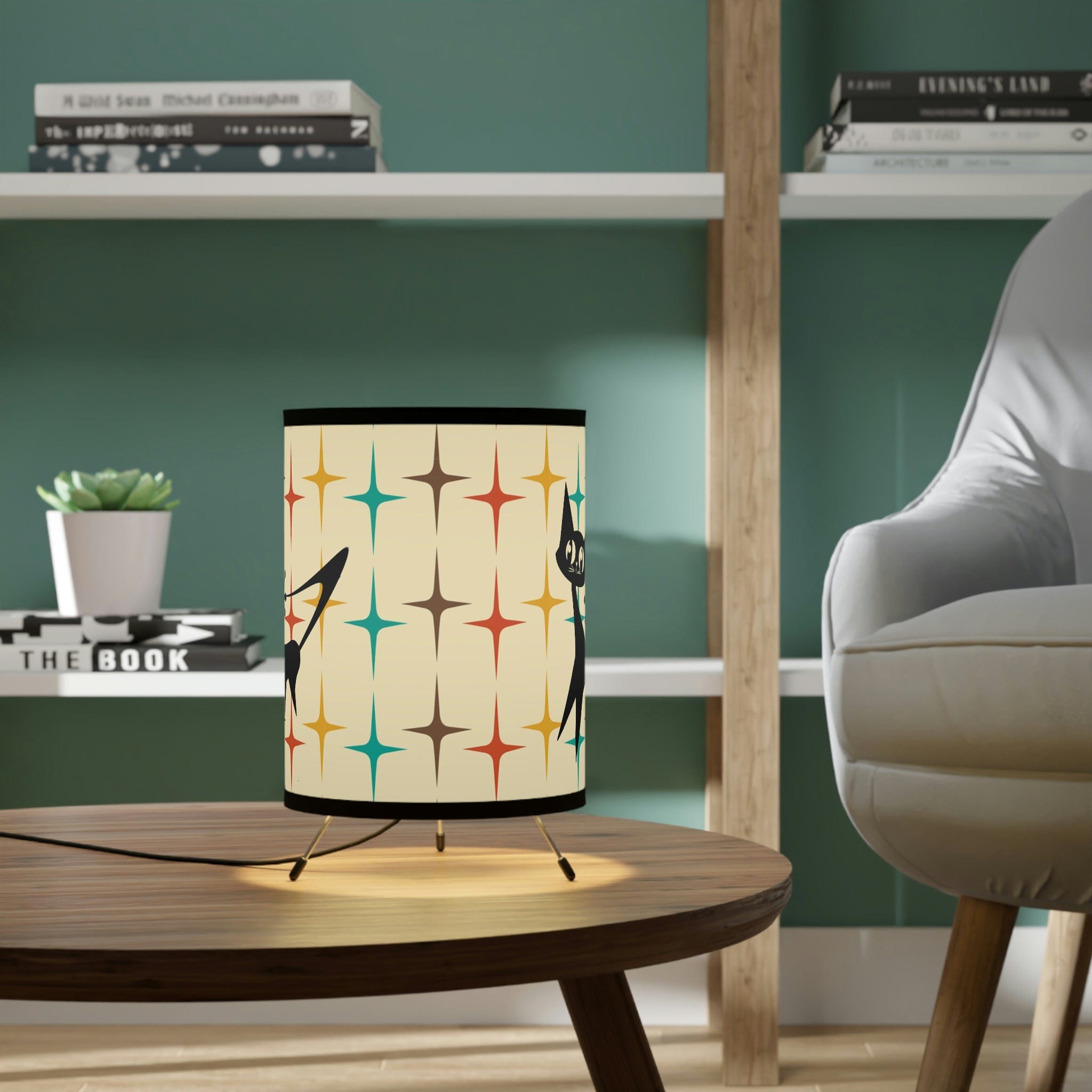 Atomic Cat Retro Starburst Mid Century Modern Living Room, Bedroom, Office Tripod Lamp Home Decor One size / Black