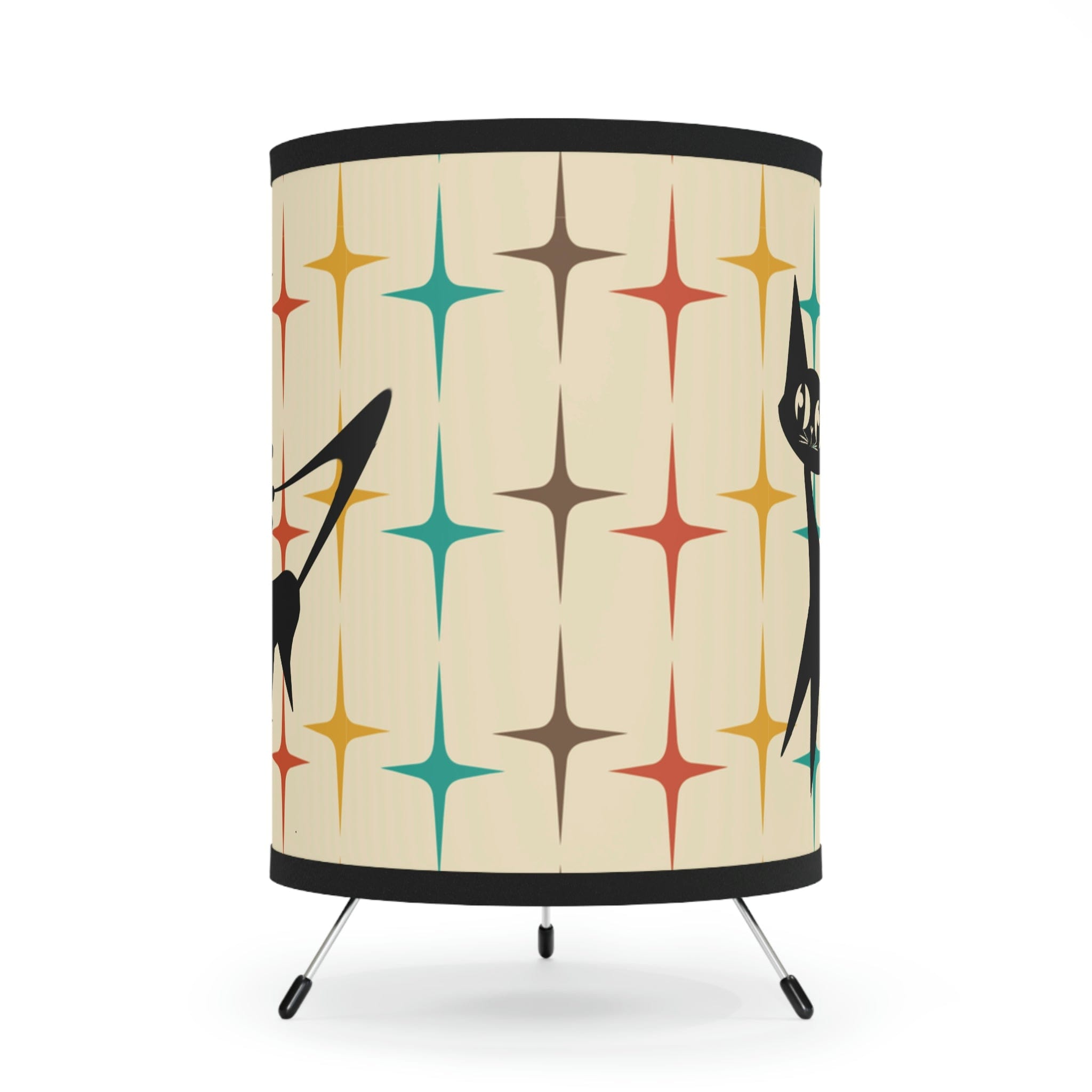 Atomic Cat Retro Starburst Mid Century Modern Living Room, Bedroom, Office Tripod Lamp Home Decor One size / Black
