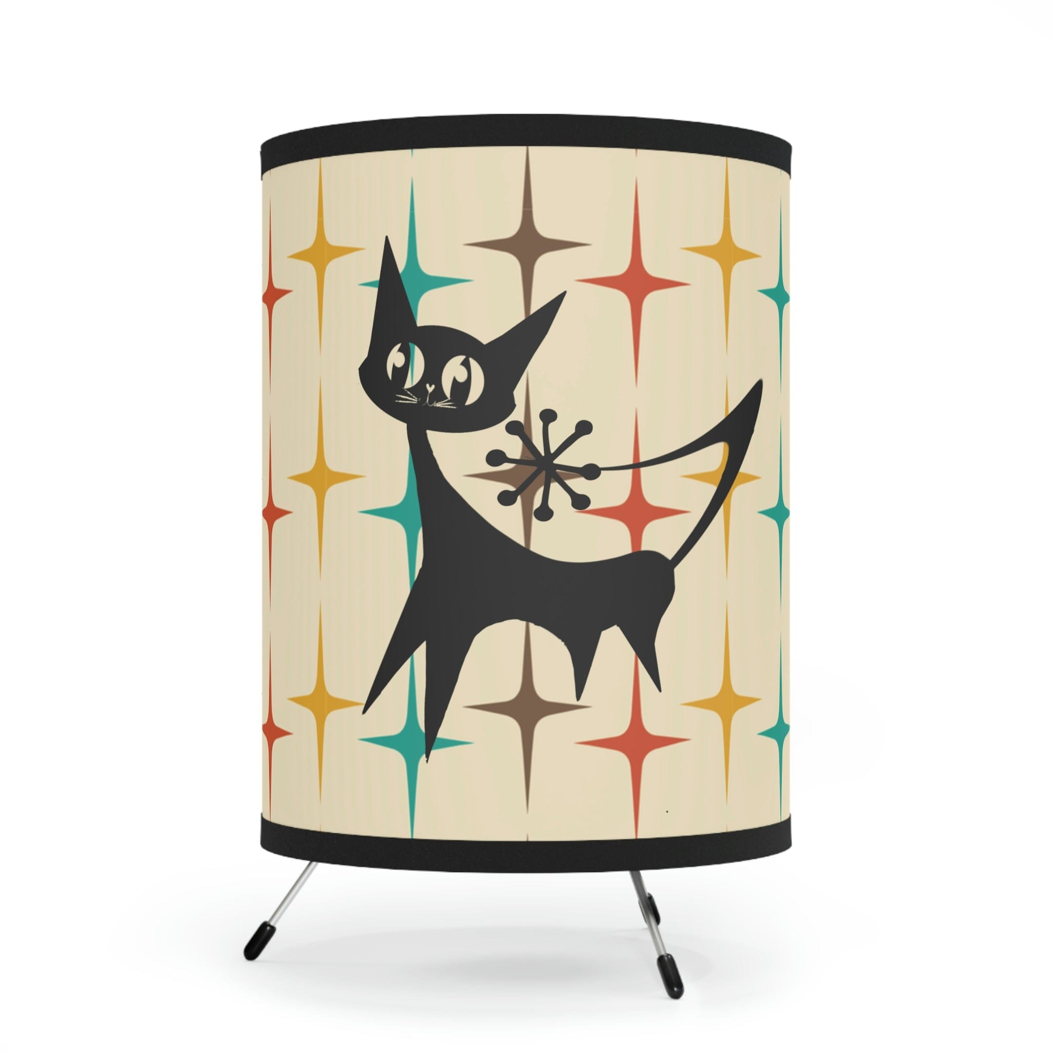 Atomic Cat Retro Starburst Mid Century Modern Living Room, Bedroom, Office Tripod Lamp Home Decor One size / Black