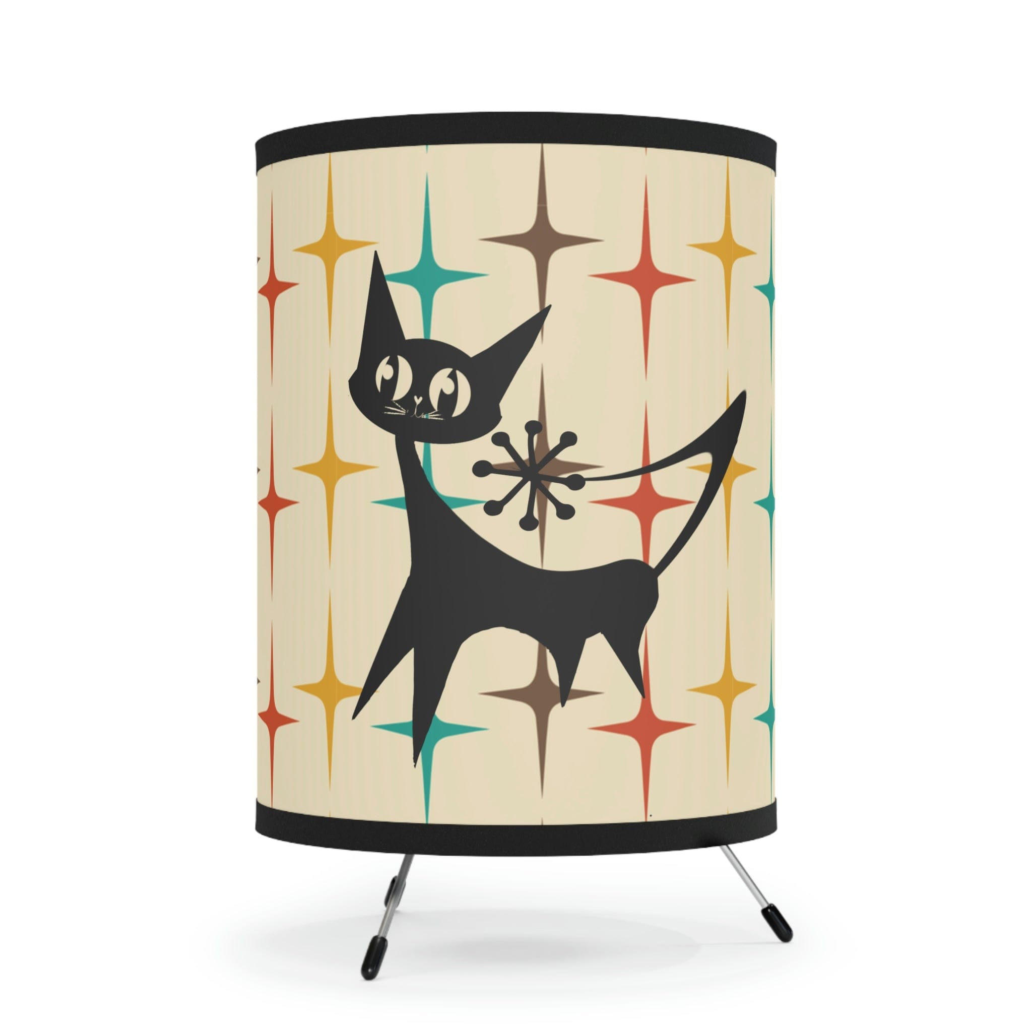 Atomic Cat Retro Starburst Mid Century Modern Living Room, Bedroom, Office Tripod Lamp Home Decor One size / Black