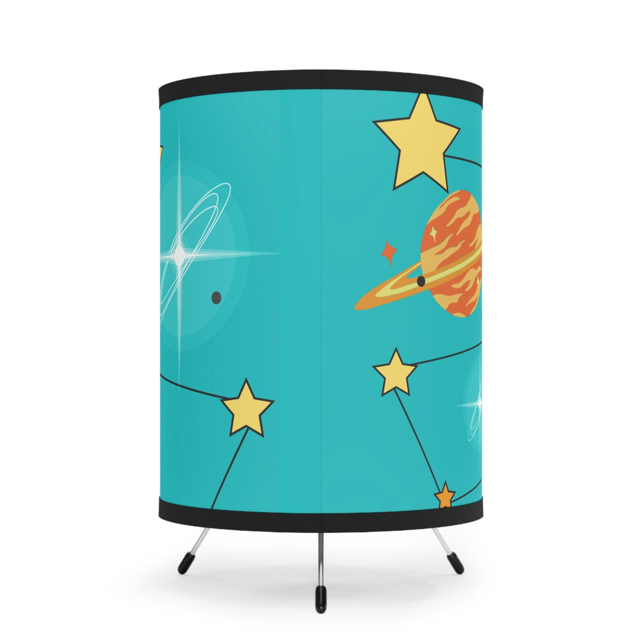 Atomic Space Cat Mod, Mid Mod, Teal Blue, Orange, Retro Tripod Lamp Home Decor One size / Black