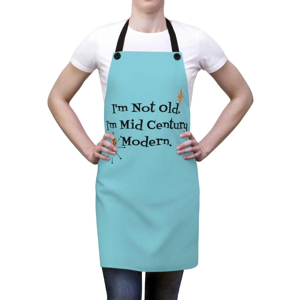 I'm Not Old, I'm Mid Century Modern(™) Atomic Cat Retro Turquoise Blue Apron Accessories One Size