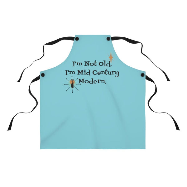 I'm Not Old, I'm Mid Century Modern(™) Atomic Cat Retro Turquoise Blue Apron