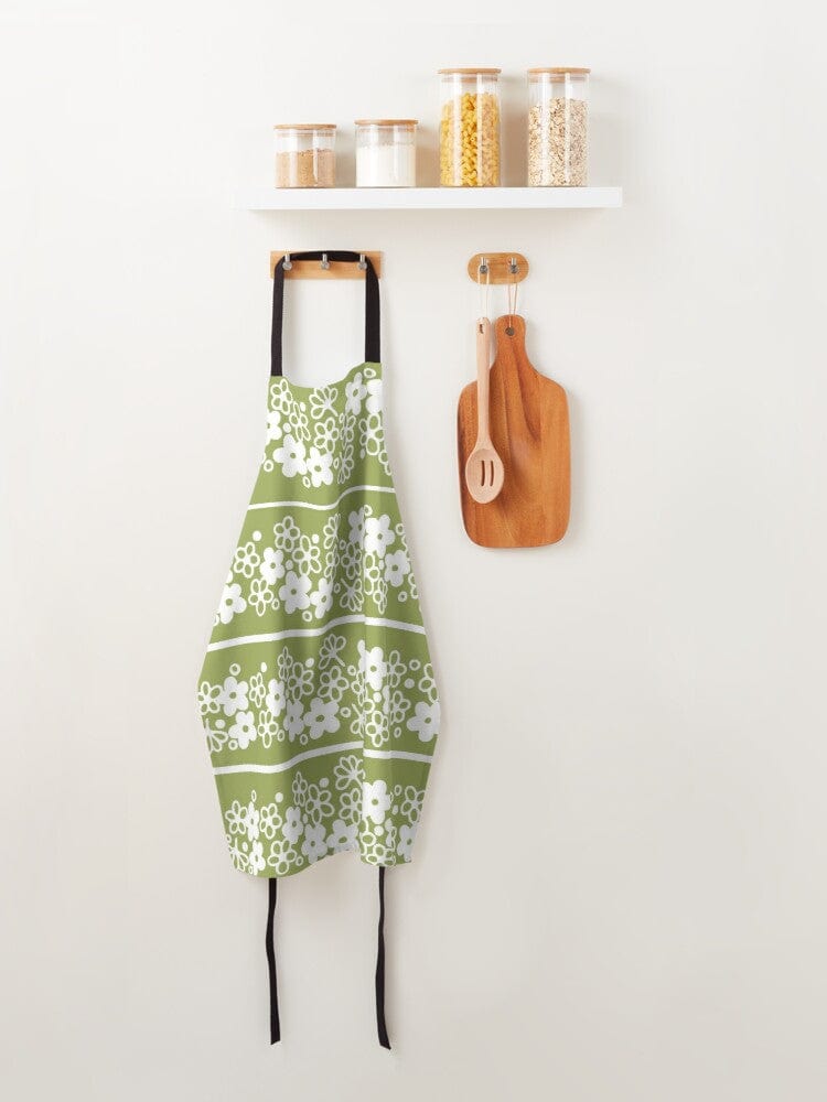Vintage Green, Sun Blossom Pyrex Lover, Collector, Retro Mod Daisy Apron Gift For Her Accessories One Size
