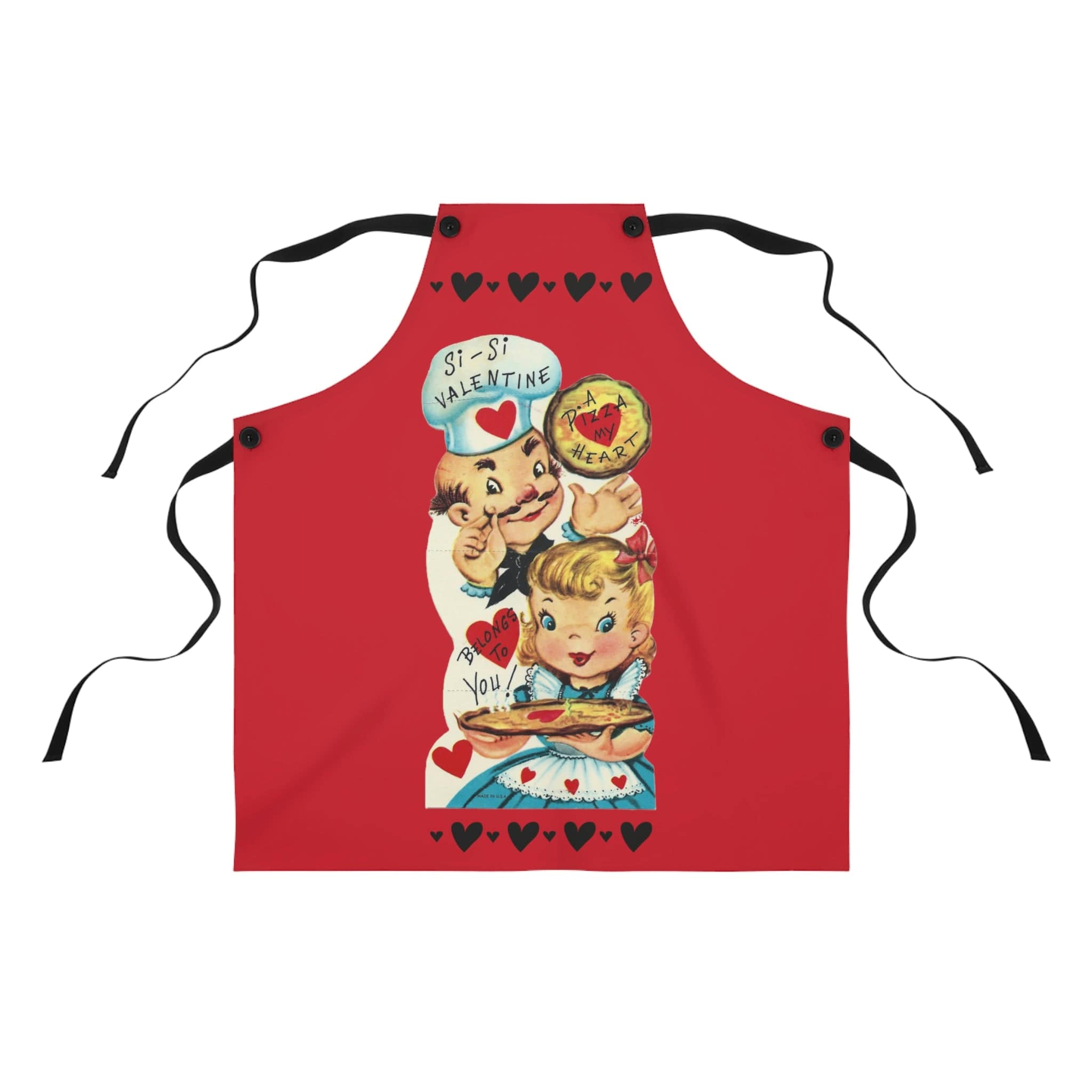 Vintage Valentine Card, Chef, Love, Retro Red, Valentine Gifts For Mom, Sister, Aunt, Modern Kitsch Kitchen Apron Accessories One Size