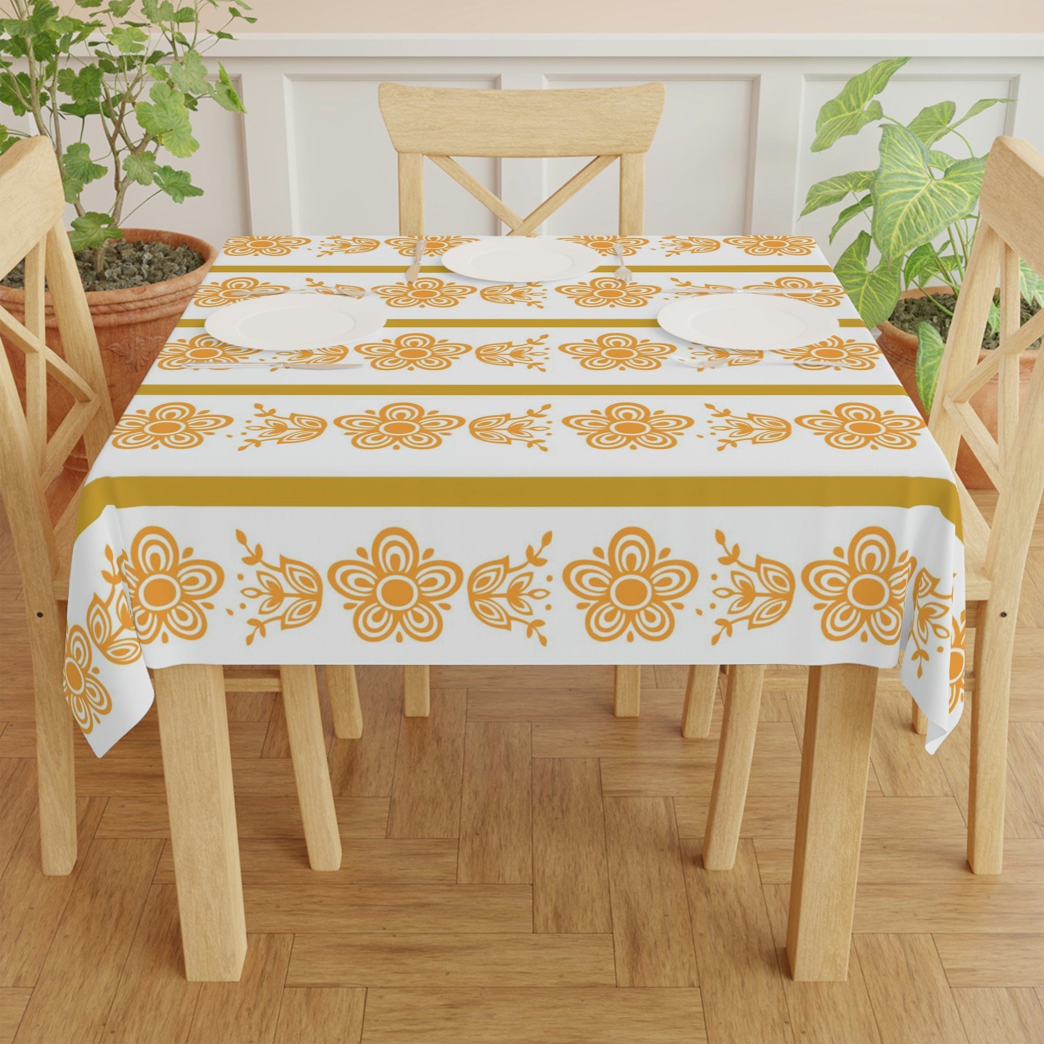 Butterfly Golden Yellow Retro Vintage Collector Tablecloth Home Decor One size / White