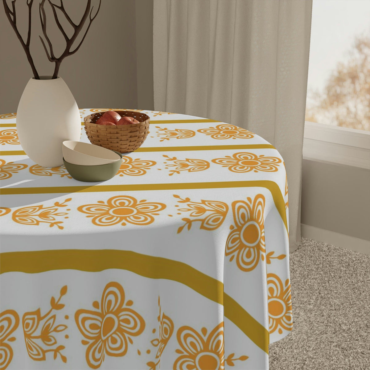 Butterfly Golden Yellow Retro Vintage Collector Tablecloth Home Decor One size / White