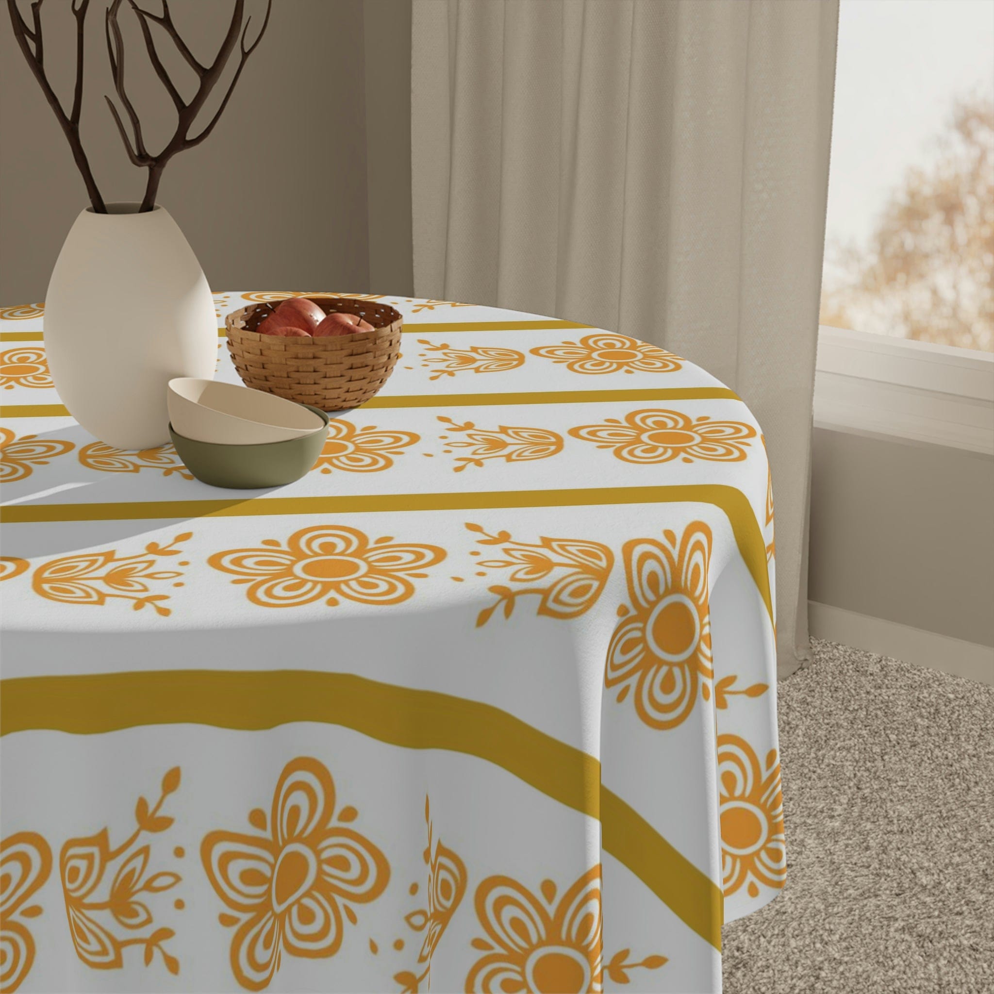 Butterfly Golden Yellow Retro Vintage Collector Tablecloth Home Decor One size / White