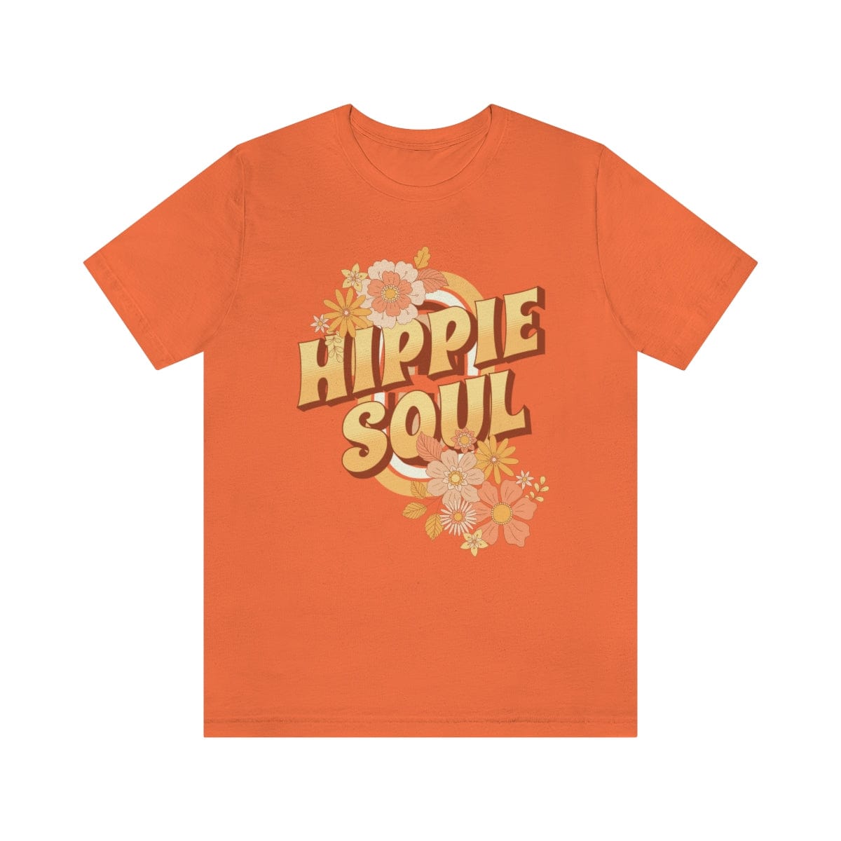 Retro Hippie Soul, Flower Power 70's Cool Hipster Unisex Tee T-Shirt Orange / S