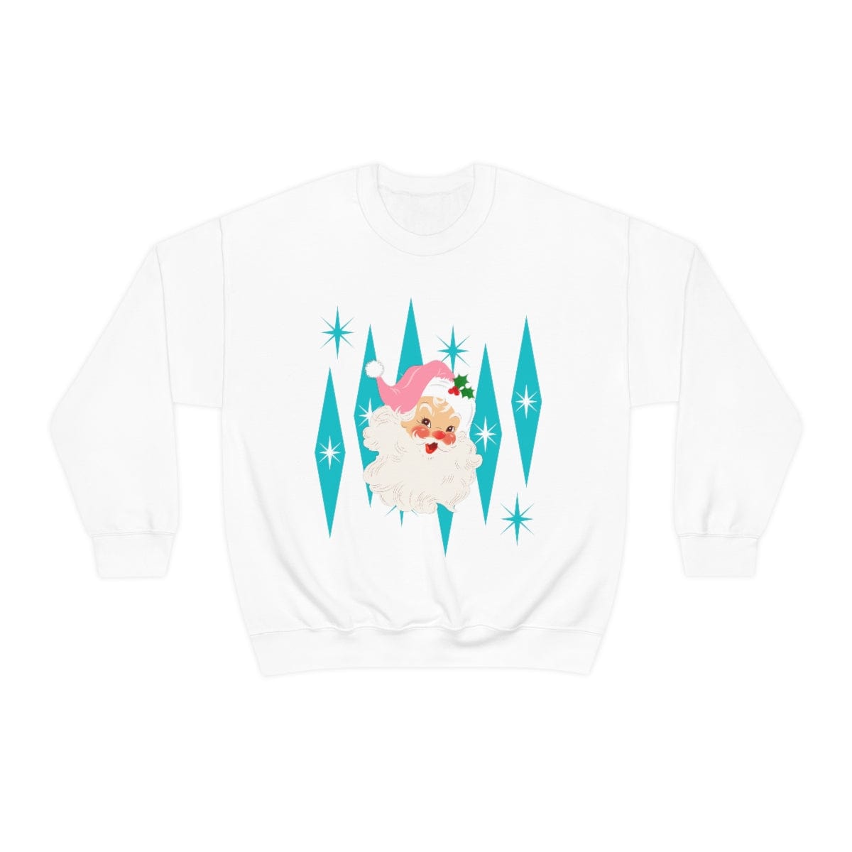 Pink Vintage Santa, Atomic Diamonds, Mid Century Modern Christmas, Sweatshirt Sweatshirt