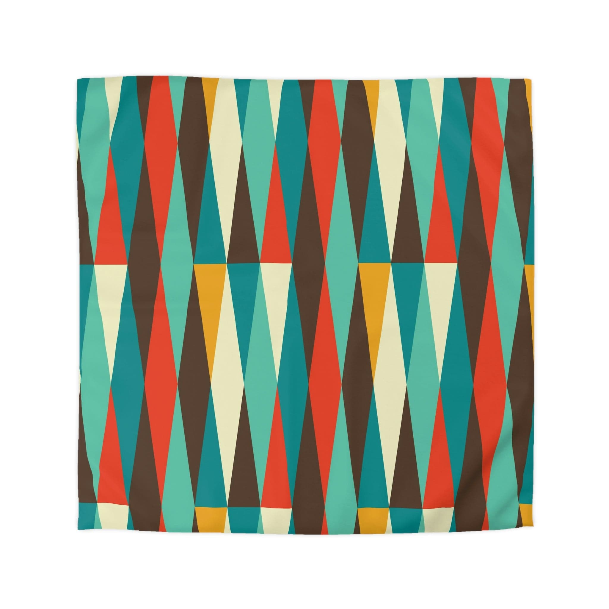 Mid Century Modern Bedding, Teal Blue, Cream, Burnt Orange, Chocolate Brown Geometric Atomic Diamonds MCM Mod Duvet Cover Home Decor Queen / Cream