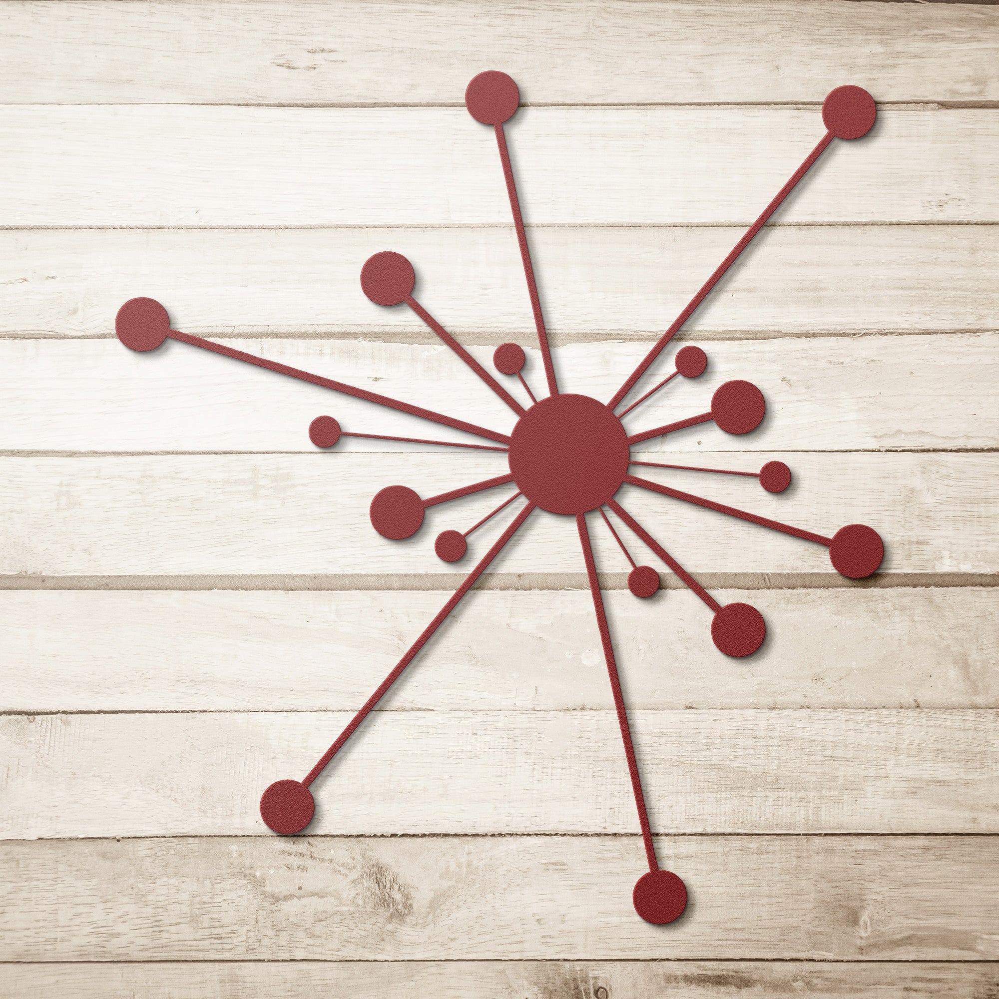 Atomic Starburst, Mid Century Modern Wall Art, Metal Wall Art MCM Sputnik Art Wall Art Red / 12 Inch