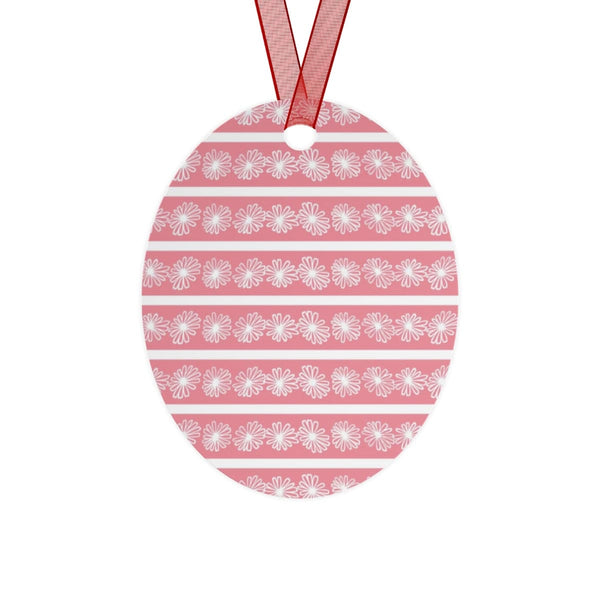 Retro 50's Pink Daisy, Metal Ornaments